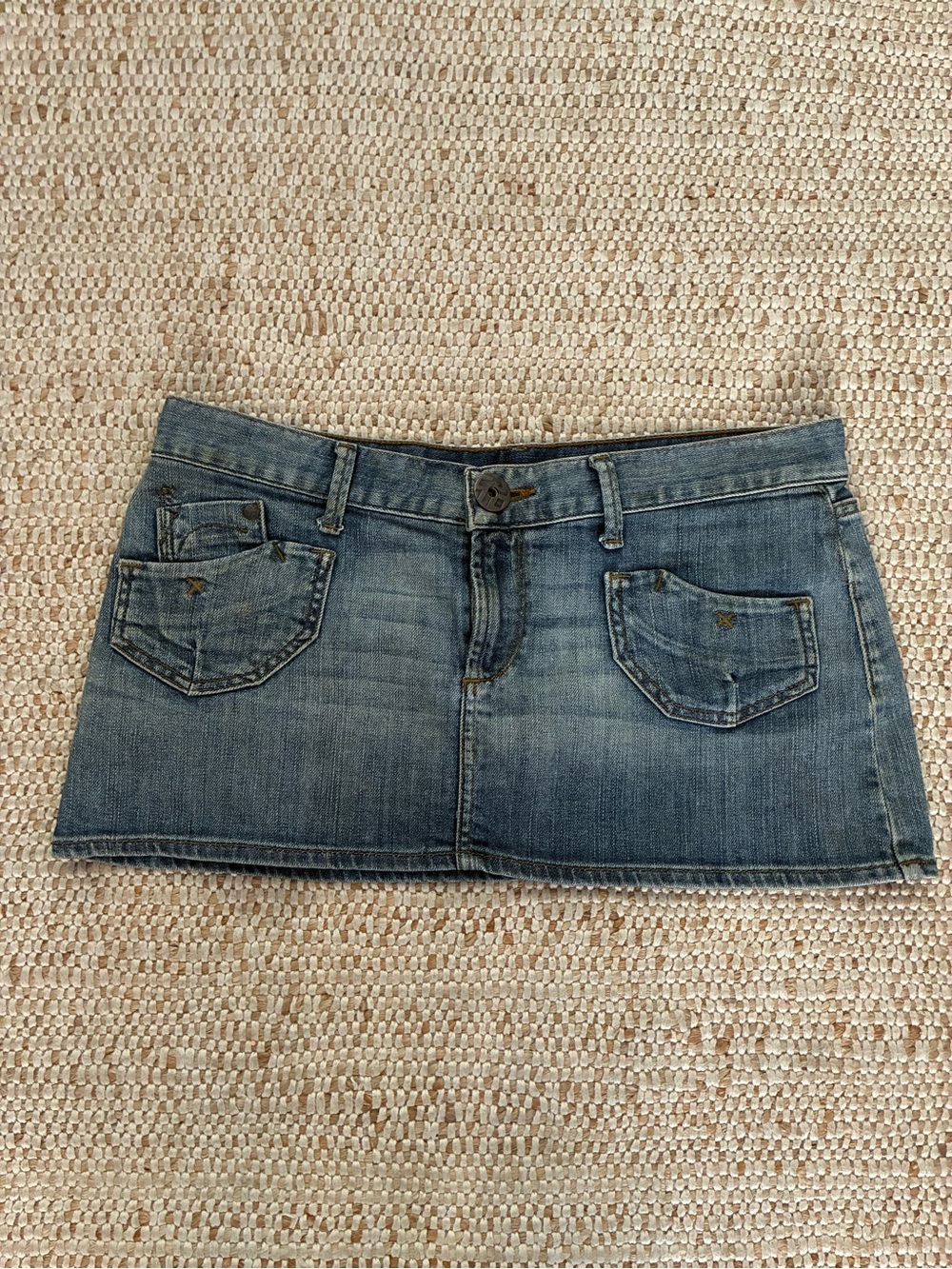 H&M Micro Mini Denim Skirt Blue Low Rise Y2K Festival Clubwear Size 10 Fits 6-8